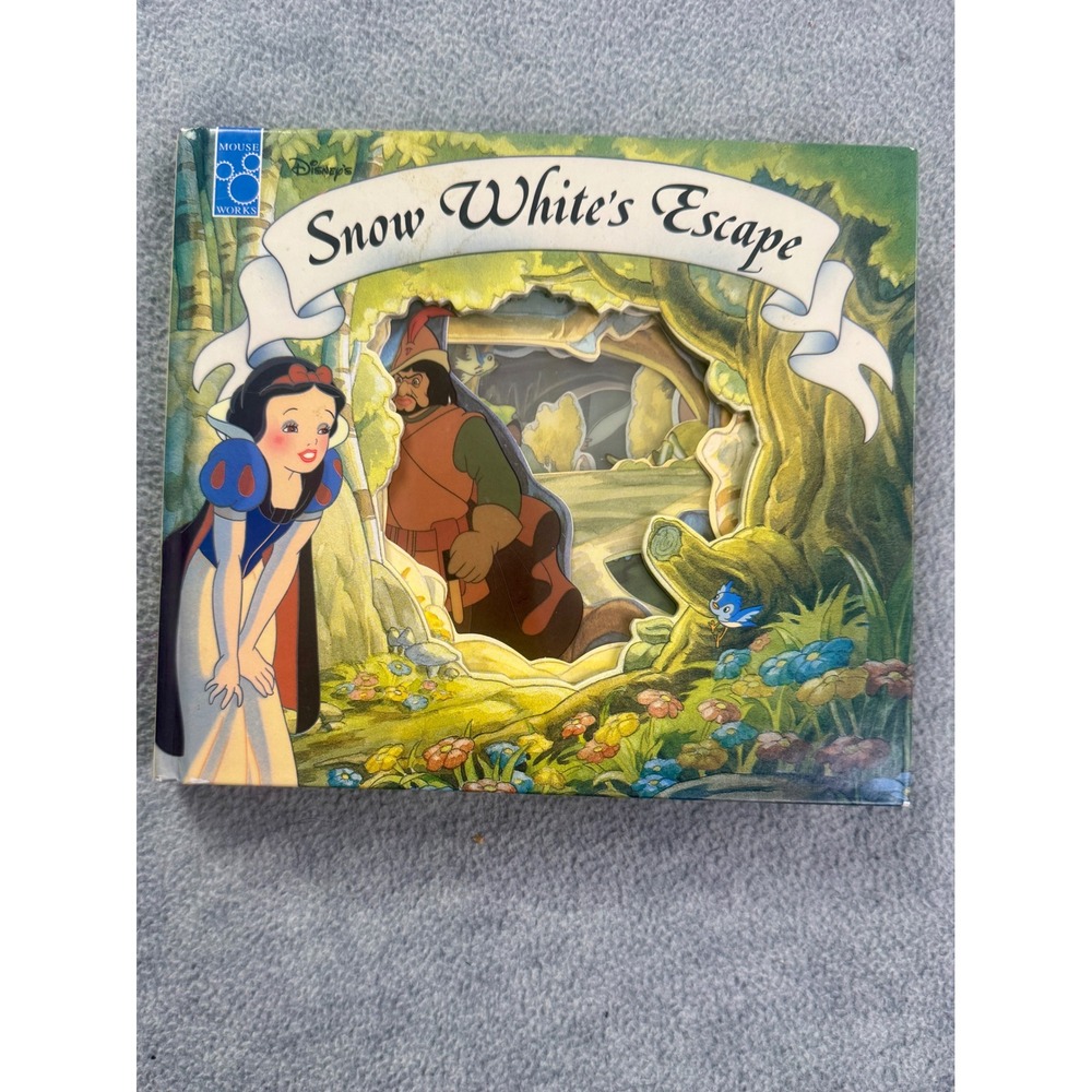 Vintage 1994 Disney Mouse Work Snow White's Escape Slide-N-Show Board Book Bluth